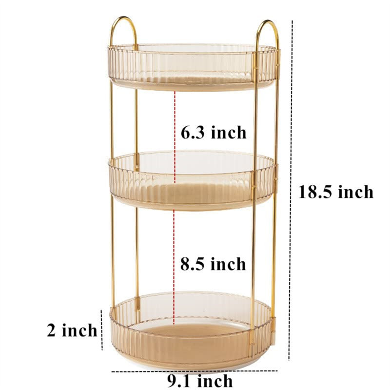 Ashelman Acrylic 3 Compartment Makeup Organiser, Yellow