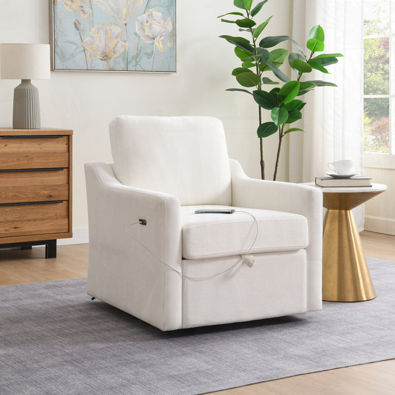 Fauteuil pivotant en chenille avec charge USB + TYPE-C et poche pour livre