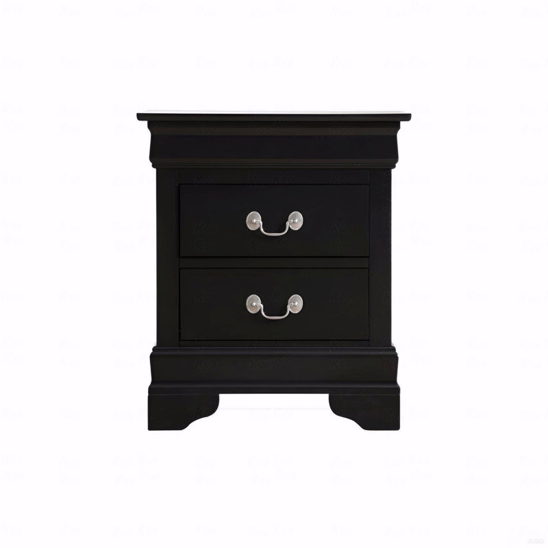 Elegant Black Traditional Nightstand, Black