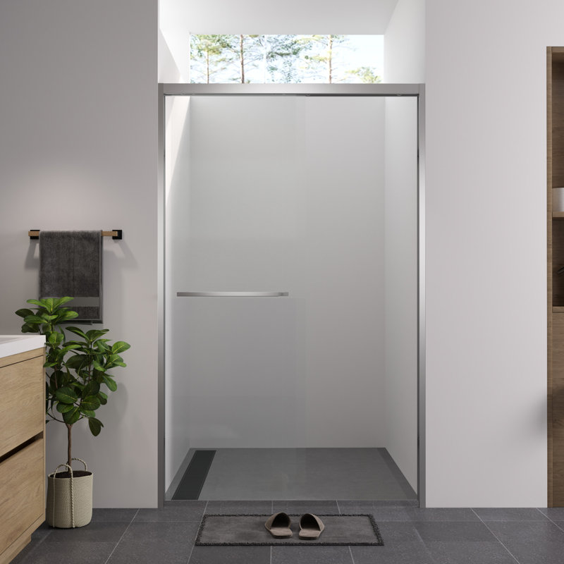 44 - 48"X76" Hardware Sliding Glass Shower Enclosure, Double Bathroom Door With 1/4"  6Mm  Clear Tempered Glass, Fashionable And Safe, Step By Setup