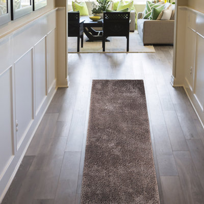Claire Berlin 100% Polypropylene Plush Shag Fuzzy Modern Solid Runner