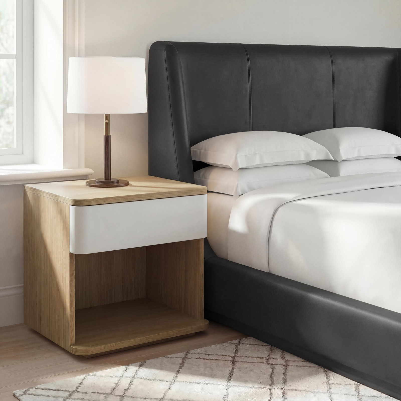 1 - Drawer Nightstand, Natural