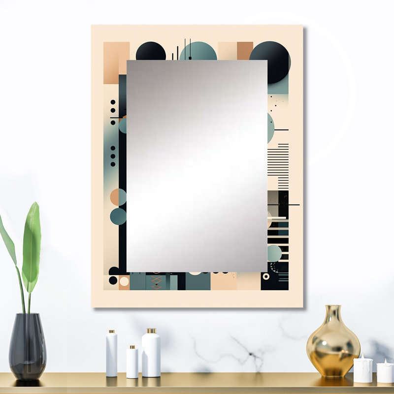 Blue And Black Symmetry In Motion II - Geometric Decorative Wall Mirror, Blue Large Mirror, Printed Metal Art, 32" x 24"