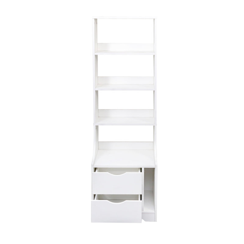 Night Stand with Bookshelf, White
