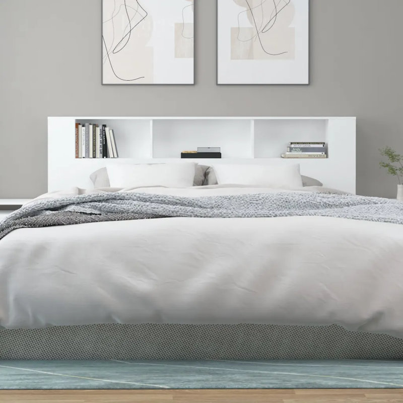 17 Stories Headboard Cabinet Engineered Wood, Single (3'), White
