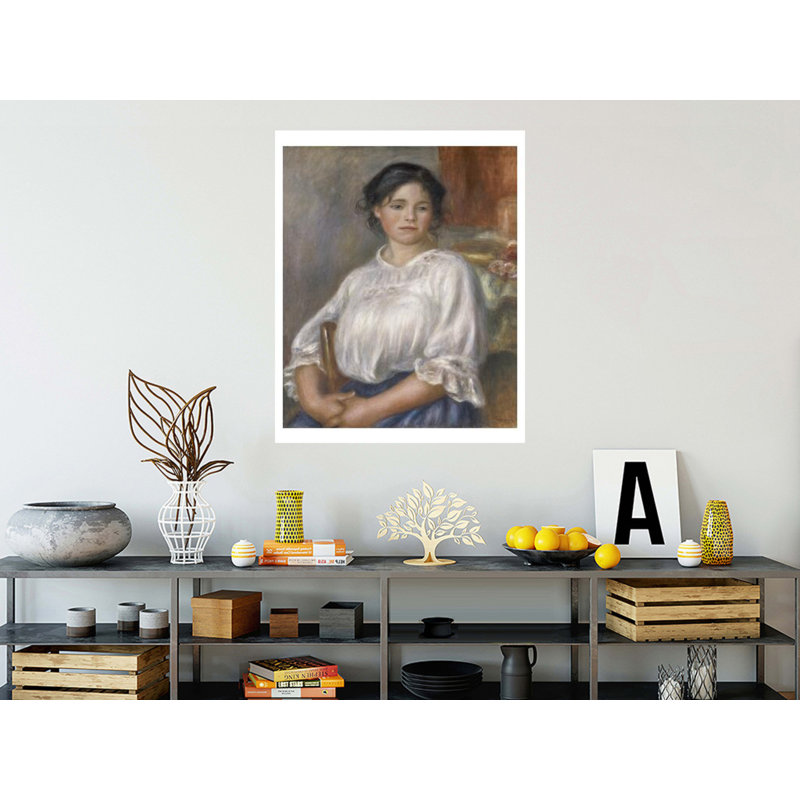 «Young Girl Sitting on a Chair» par Pierre-Auguste Renoir - Impression giclée, H 40 po x l 32 po