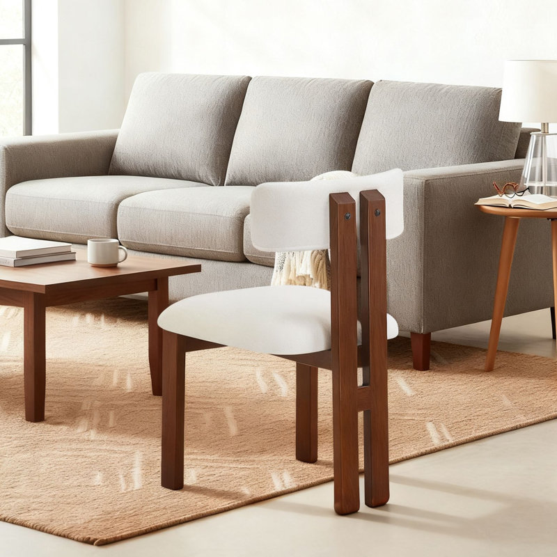 Ensemble de 2 chaises d'appoint rembourrées de style moderne avec chaises en bois massif et pieds en métal, Blanc