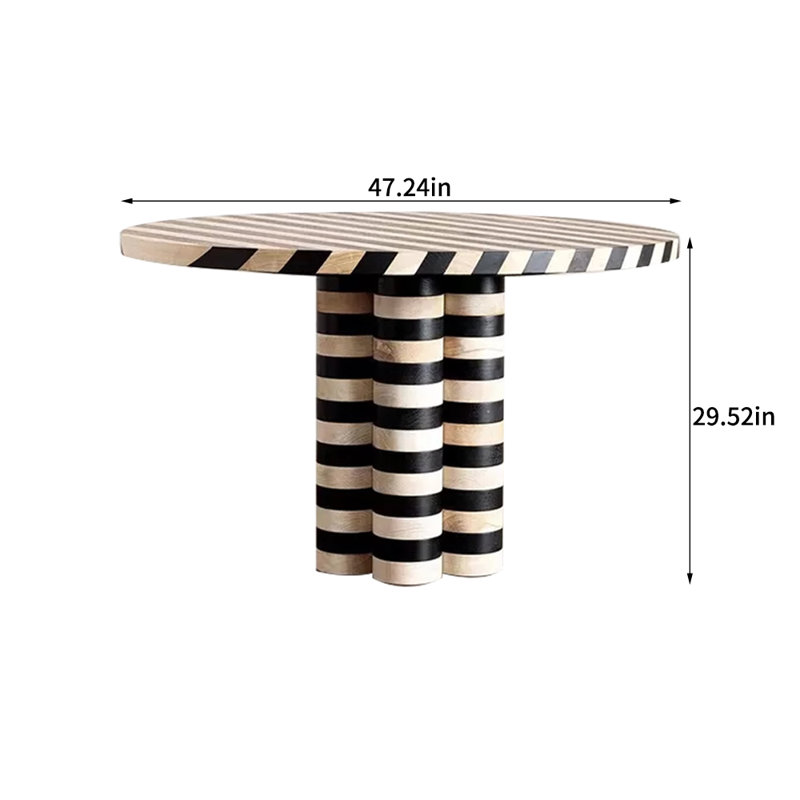 Retro Simple Round Solid Wood Dining Tables, 29.52"H x 47.24"L x 47.24"W