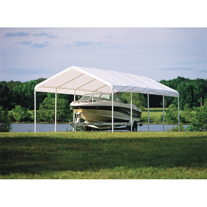 ShelterLogic 12' x 26' White Steel Frame Waterproof Canopy