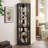 Lighted Corner Curio Cabinet - Elegant Glass Display Case For Living Room & Bar Storage - Perfect For Antique Collections & Wine - Includes Built-In Lighting - BLACK