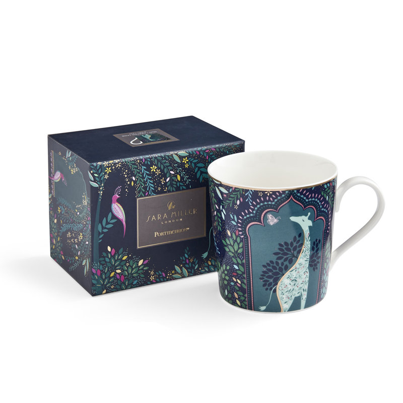 Sara Miller, India - Giraffe's Courtyard Mignight Blue Mug
