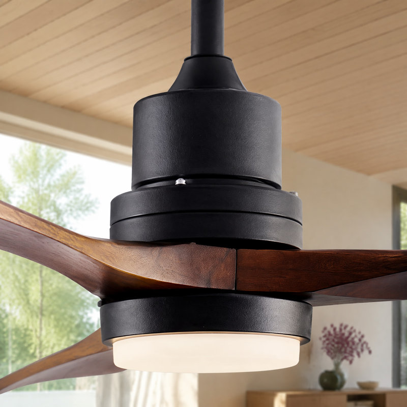 Ventilateur de plafond à intensité variable en bois 52 po avec lumières et télécommande CC 3CCT, Natural Wood