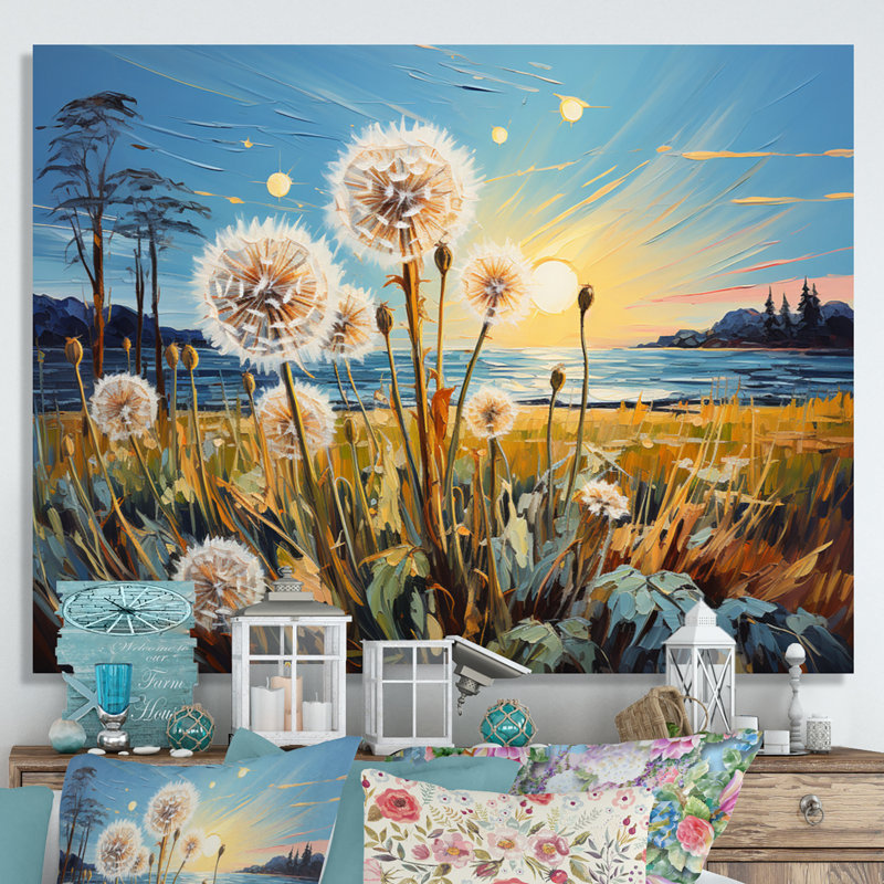 «Landscape Vangogh Dandelions Field I» sur toile, H 30 po x l 40 po x P 1,5 po, Toile tendue