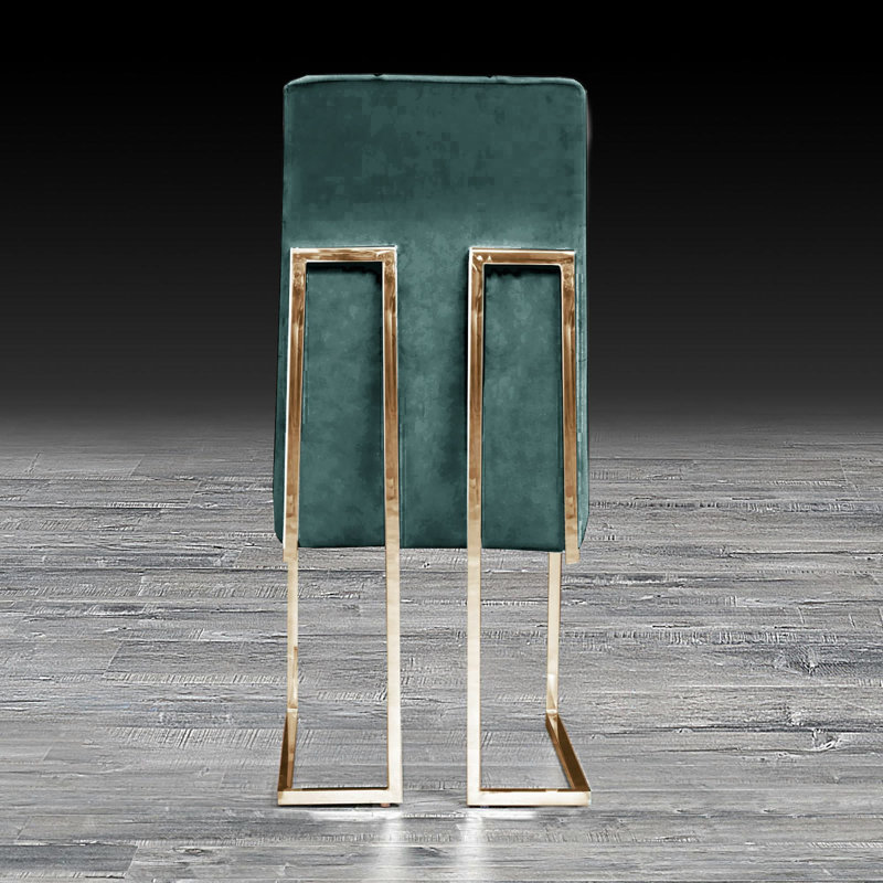 19'' H Velvet Upholstered Side Chair, Dark Green, Golden