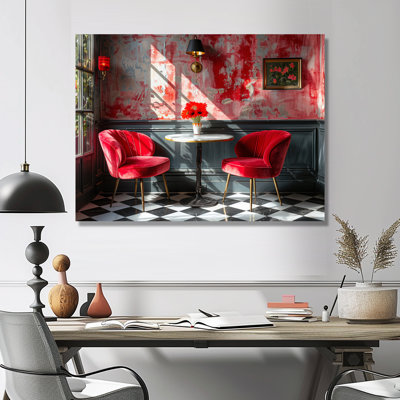 Décoration murale rouge et gris - hôtel et loges