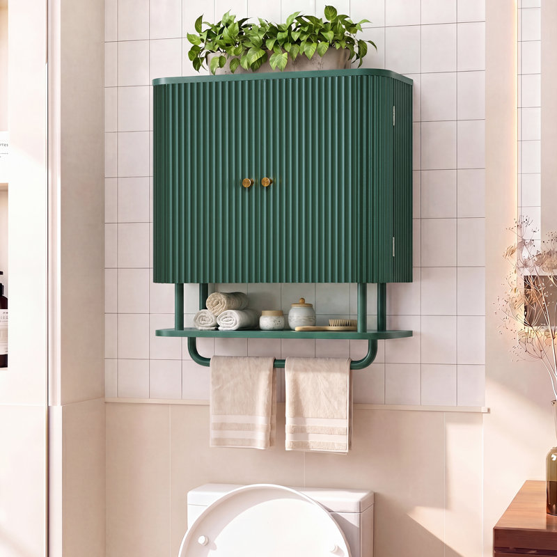 Curved Wall Mounted Bathroom Cabinet Storage, Green