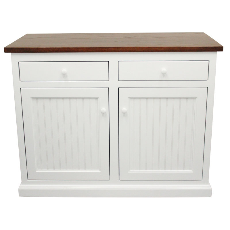 Repass Solid Wood Top Kitchen Island, Bright White/Concord Cherry