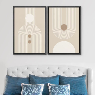 «Line Art Thin Lines Over Plain Tan», 2 pièces