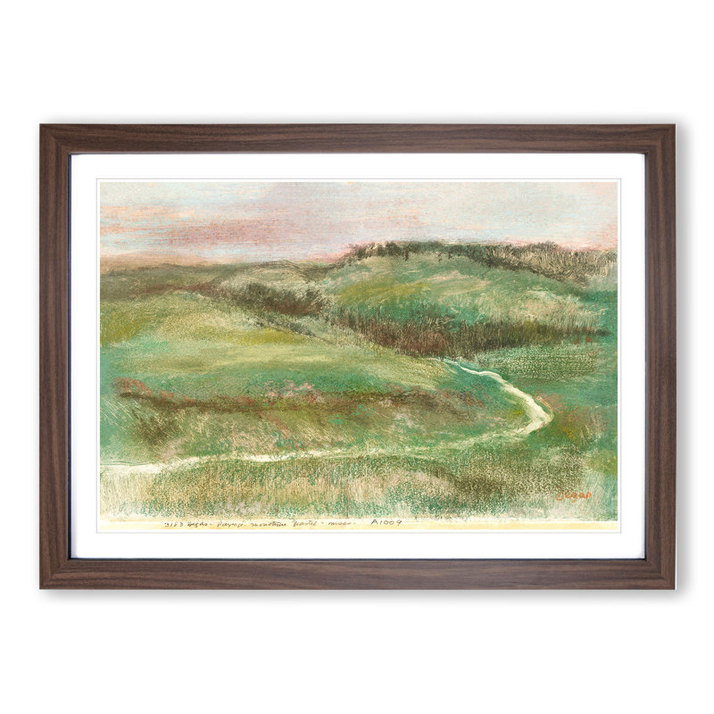 Landscape by Edgar Degas - Picture Frame Painting, Walnut Framed, 27cm H x 36cm W x 2cm D