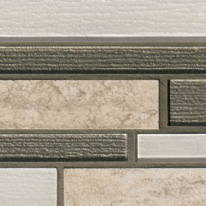 Vixo Ash Beige 12 in. x 12 in. Glass Porcelain Blend Interlocking Mosaic Wall Tile, Ash Beige