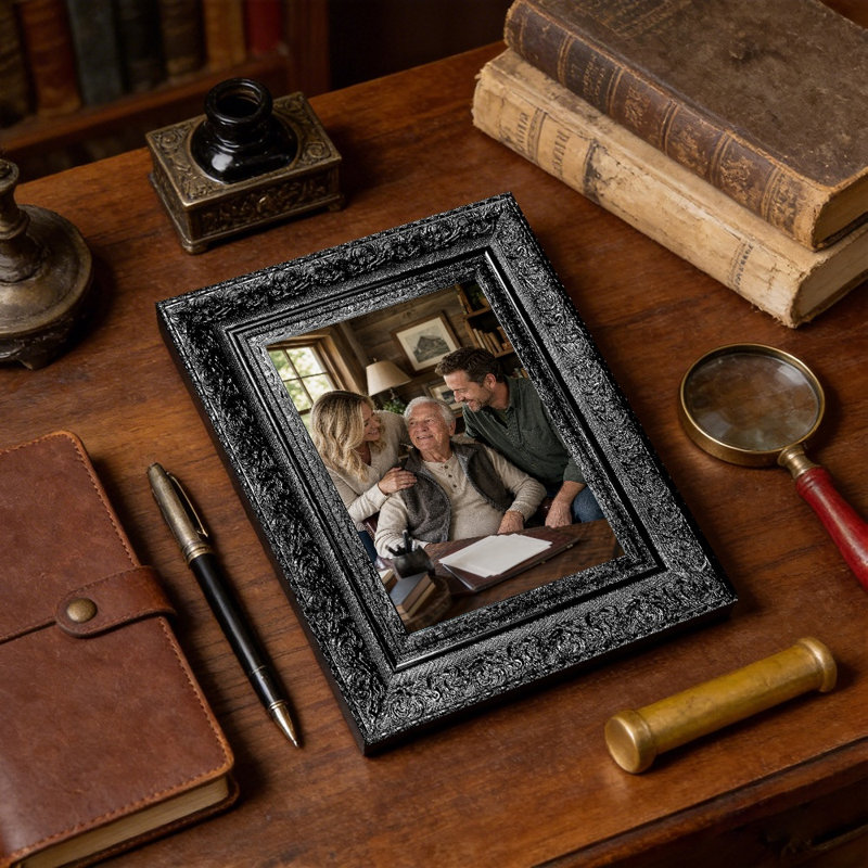 Cadre photo 8 "x 10" noir à mémoire de forme 1pc pour tablette de bureau, Noir, 1, L 8 po x H 10 po