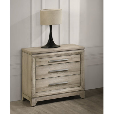 Weathered Greige Nightstand With Vanity Drawer