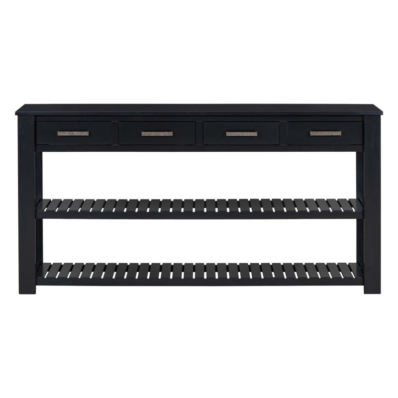 Élégante console d'entrée avec 4 tiroirs et 2 tablettes, Noir