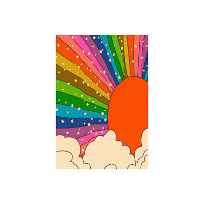 Rainbow Sunburst Shower Curtains, 71 X 71