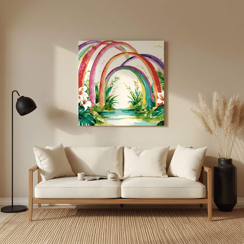 Art mural en métal hawaïen arc-en-ciel blanc, H 12 po x l 12 po