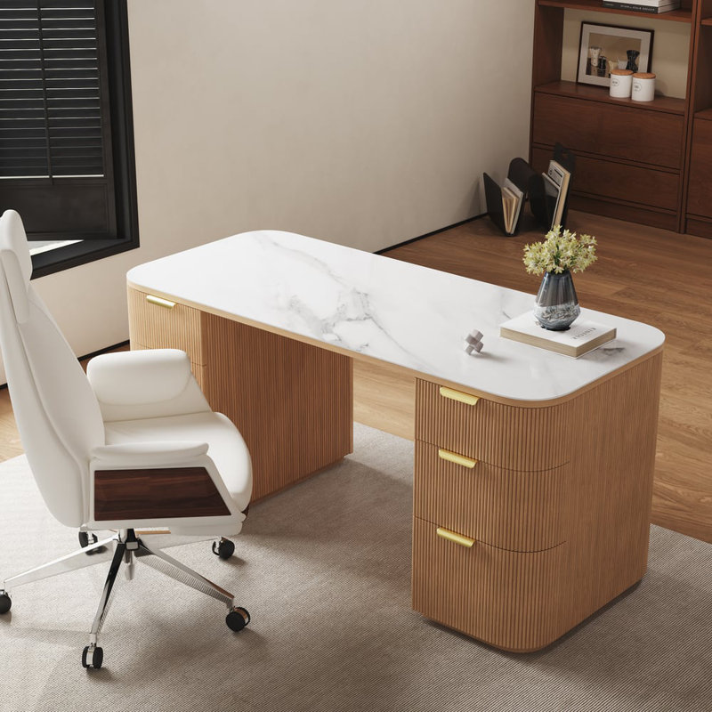 Fauteuil de direction inclinable et pivotant en cuir blanc, Blanc