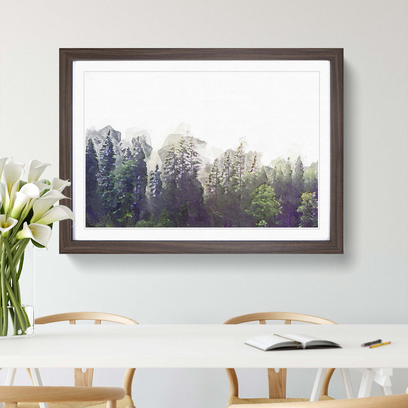 Pine Tree Forest in the Fog - Picture Frame Graphic Art Print, Walnut Framed, 62cm H x 87cm W x 2cm D