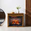 Foyer électrique de 28 po avec manteau de cheminée Winston Porter - foyer à quartz infrarouge avec roulettes et télécommande - flamme et bûche réalistes - luminosité de flamme réglable - foyer pour le salon, chêne caramel
