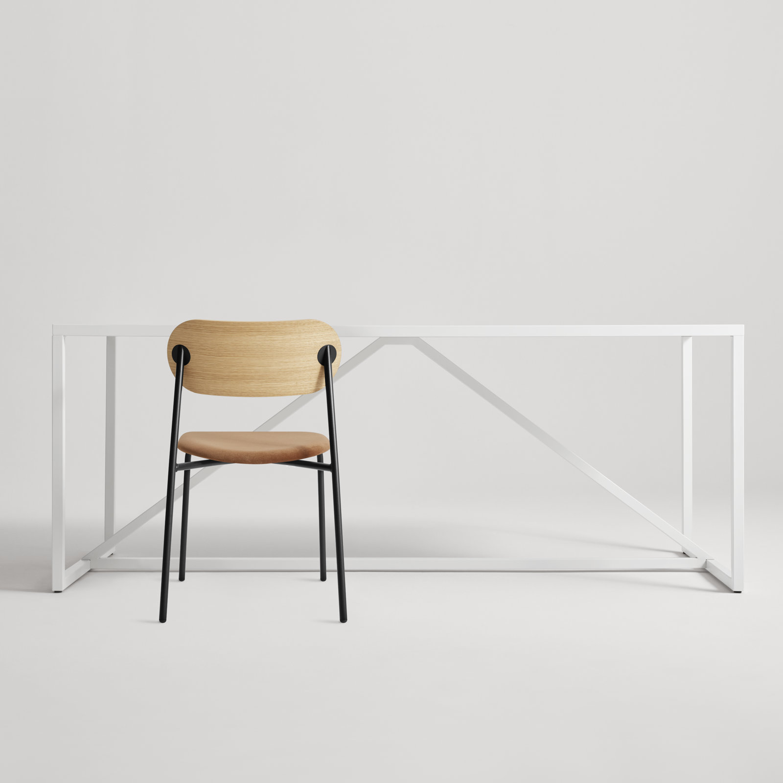 SideBySide 18'' H Upholstered Stacking Side Chair, Copper Velvet, White Oak