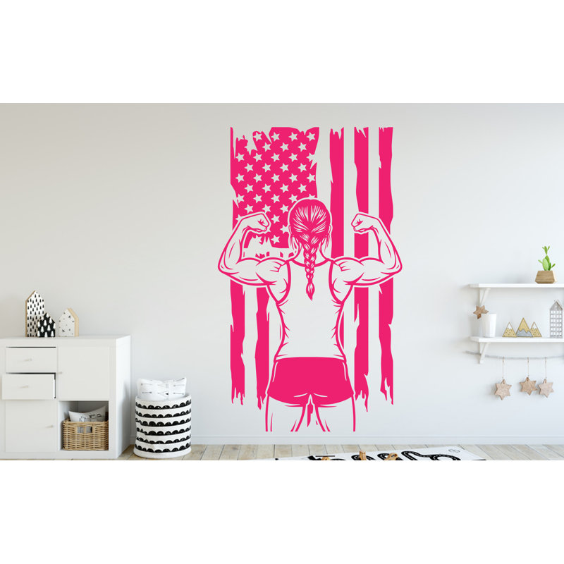 Adhésif décoratif fille lutteur, Wrestling American Flag, 16 x 24 pouces, Vert