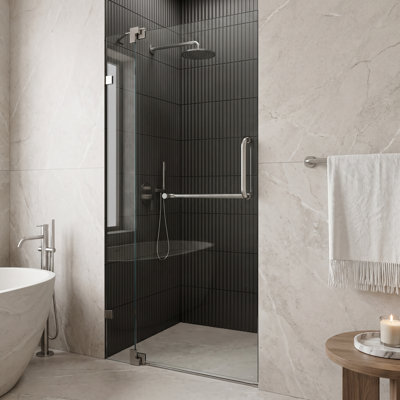 Pirouette 42-48" W x 72" H Pivot Frameless Shower Door with 3/8" Clear Glass
