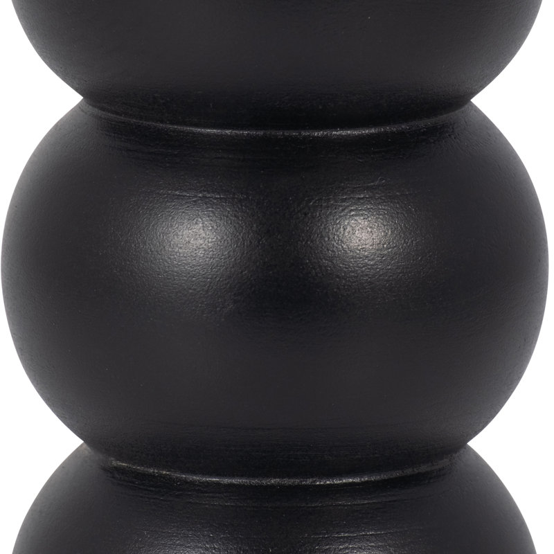 Wood Tabletop Candle Holder, Ribbed Black, 8" H x 3" W x 3" D