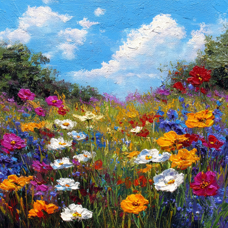 Art mural sur toile tendue Wildflower Meadow, H 20 po x l 20 po x P 1,5 po