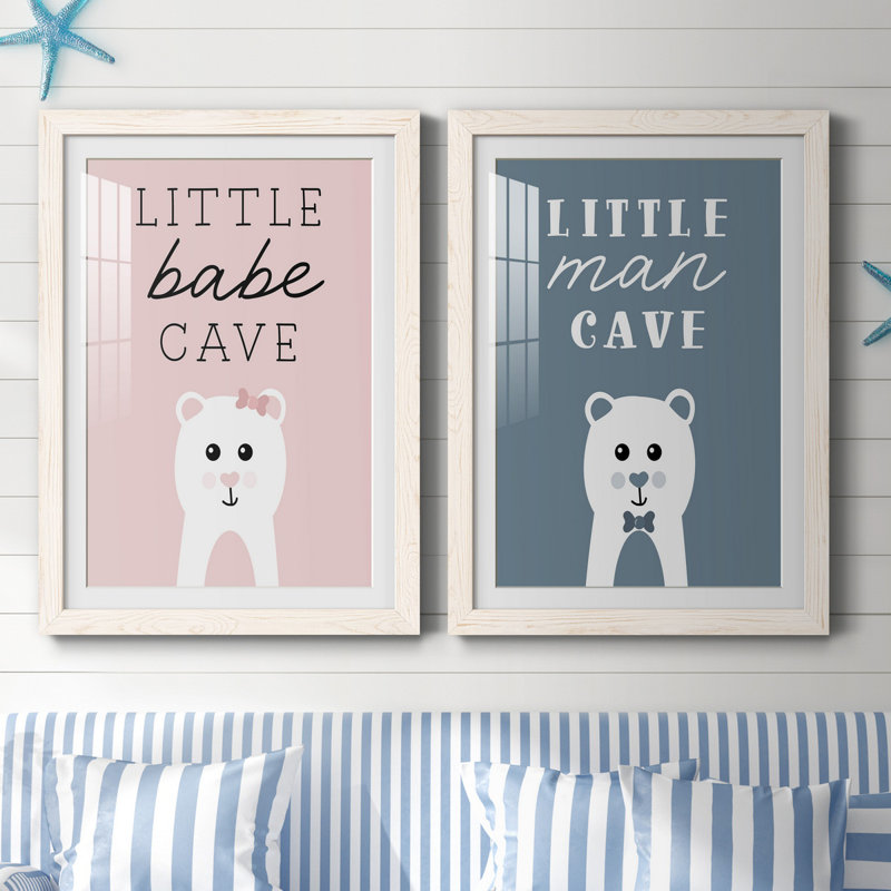 «Little Babe Cave», ensemble de 2 impressions, H 31,5 po x l 47 po x P 1,5 po, Papier encadré blanc, Blanc