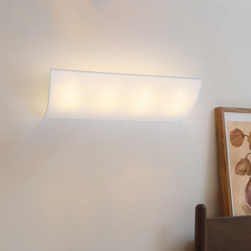 White Fabric Shade Wall Sconces, 4, 7.09" H x 23.62" W x 8.68" D