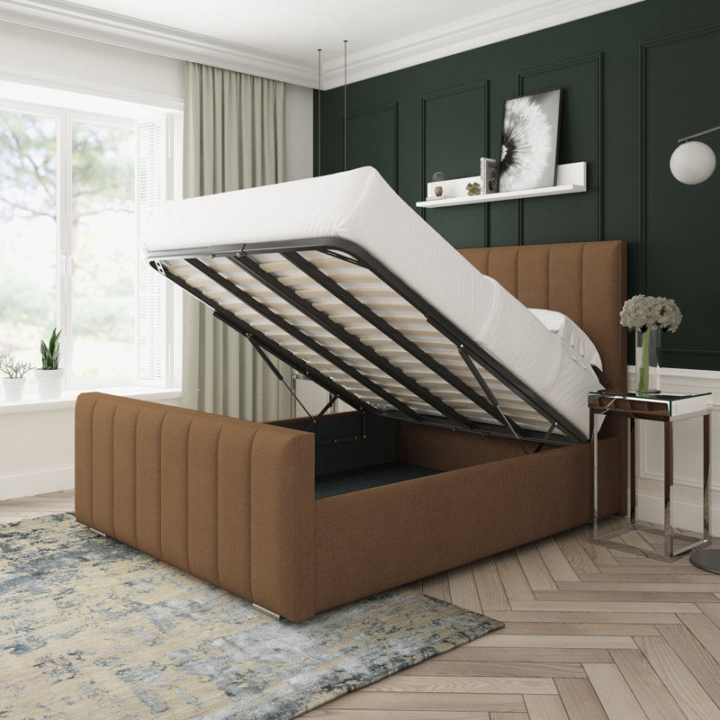 Oakley Wool Upholstered Ottoman Bed Frame, Kingsize (5'), Mink