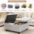 Large Square Storage Bench, Footstool With Two Storage Doors, Mid-Century Modern Coffee Table
