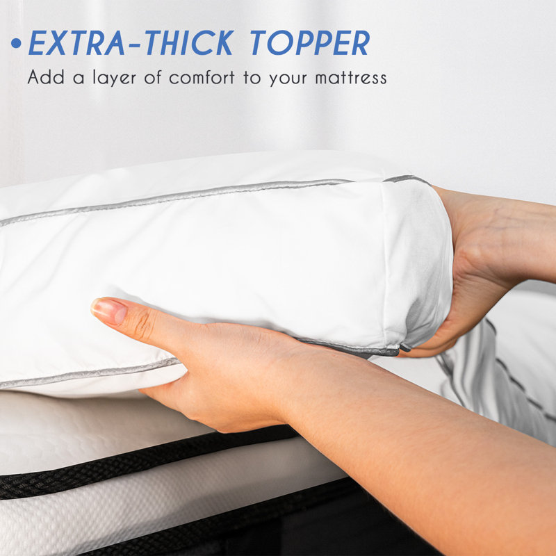 King Size White Down Alternative Mattress Topper with Elastic Bands