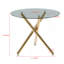 Table de salle à manger dorée avec pieds en métal et verre, table de cuisine moderne pour le salon-582744838