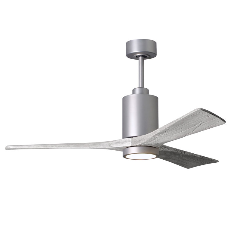 Patricia Ceiling Fan with LED Lights, Brushed Nickel, Barn Wood, 52"