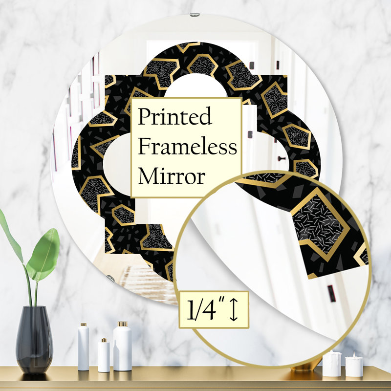 Miroir mural moderne sans cadre quadrilobe 80s, 23,6 po x 23,6 po