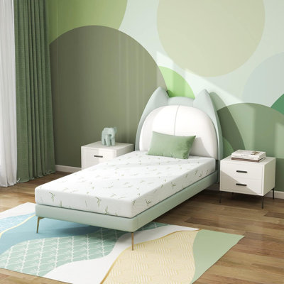 Matelas simple, matelas en mousse à mémoire de forme de 6 pouces dans une boîte pour enfants avec housse respirante en rayonne de bambou, matelas de thé vert moyen ferme pour lit superposé, lit gigogne