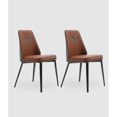 Modern And Simple Leather And Metal Backrest Dining Chair