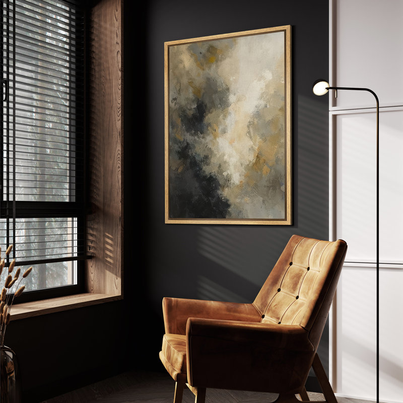 Impression sur toile encadrée noire et grise pour la décoration du salon, Naturel, H 36 po x l 24 po, Cadre flottant