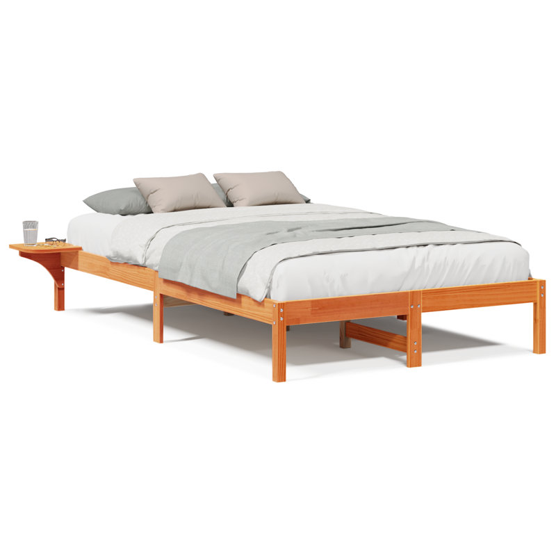 Bed Frame Solid Pine Wood, Double (4'6), Wax Brown
