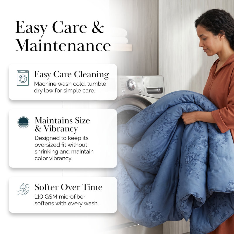 Harmony Collection Reversable oversized microfiber Comforter Set by Southshore Fine Linens, King Comforter + 2 Shams, Blue